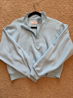 Victoria's Secret Light Blue Crop Quarter-Zip Pullover
